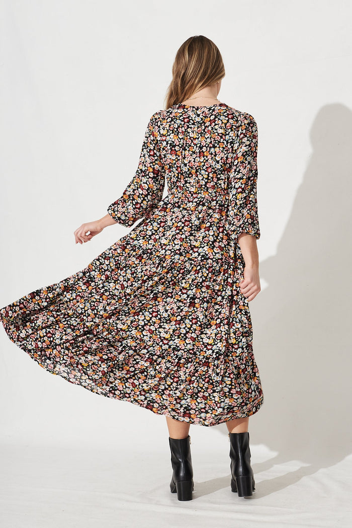Aimie Maxi Dress In Pink Ditsy - St Frock (Dev)