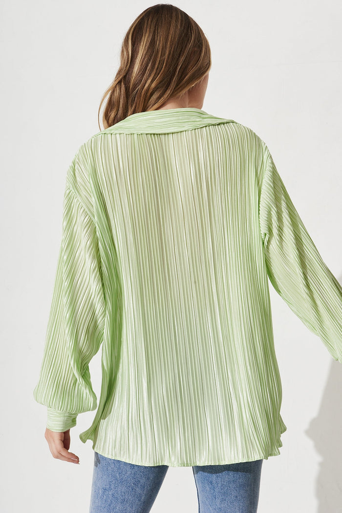 Sherida Shirt In Mint Plisse - Back