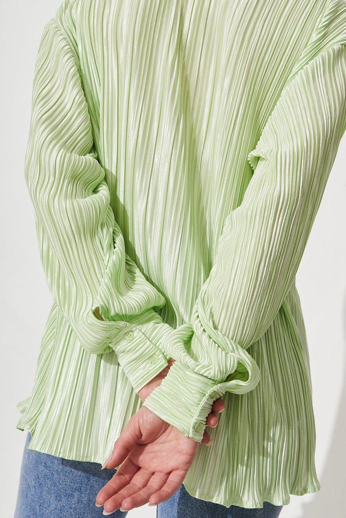 Sherida Shirt In Mint Plisse - Back