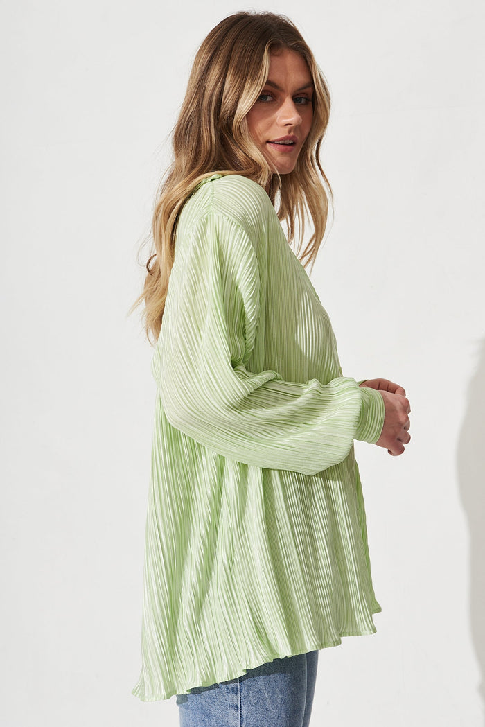 Sherida Shirt In Mint Plisse - Side