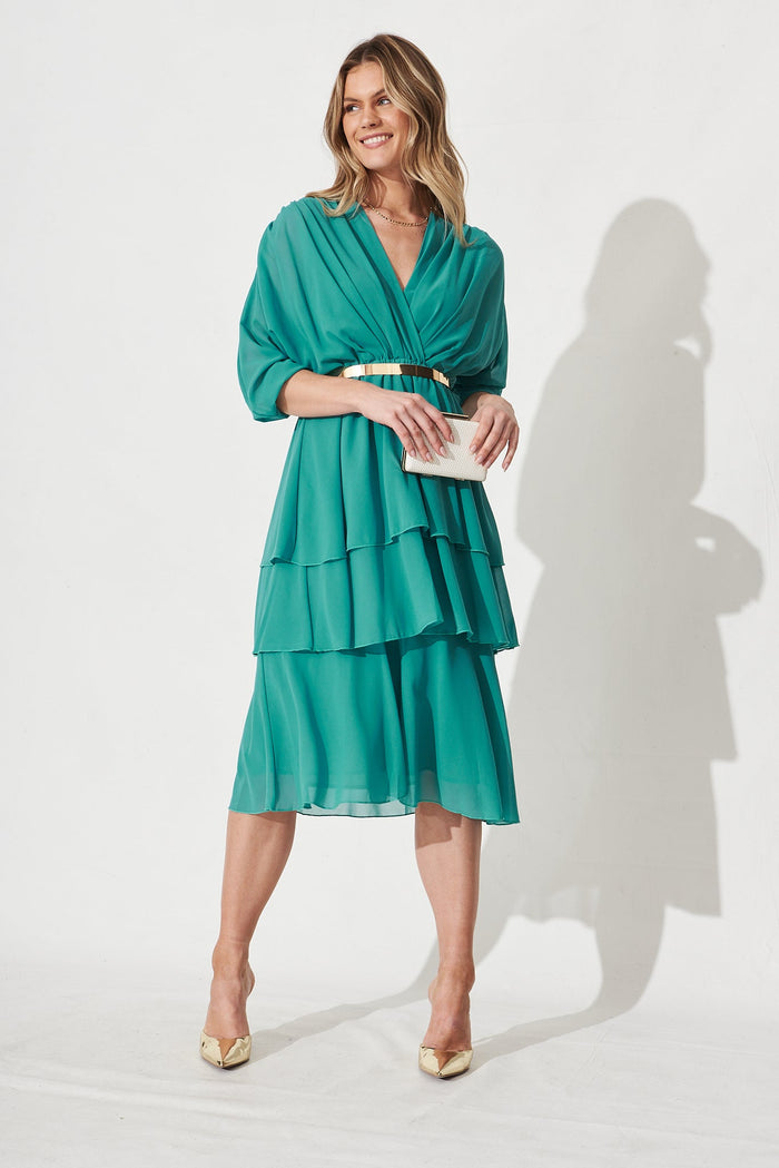 Mirella Midi Dress In Green - Full Length Styling