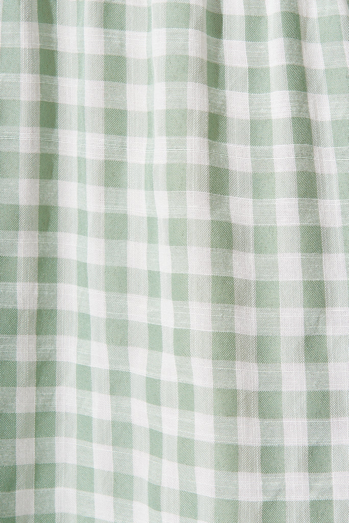 Perry Midi Dress in Green and White Gingham - fabric