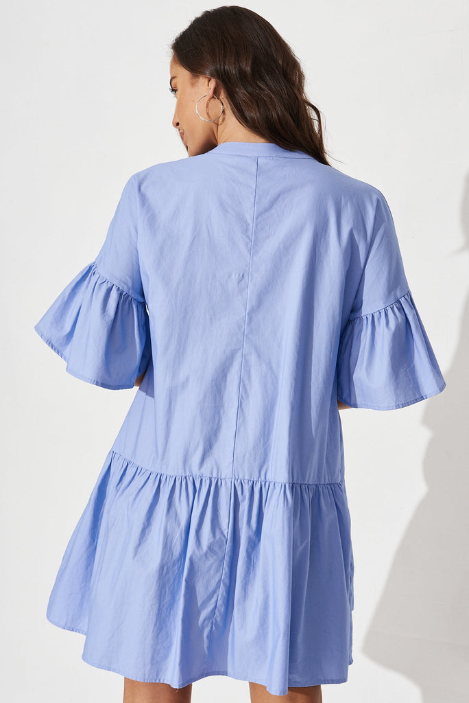 Rasta Smock Dress In Light Blue - back