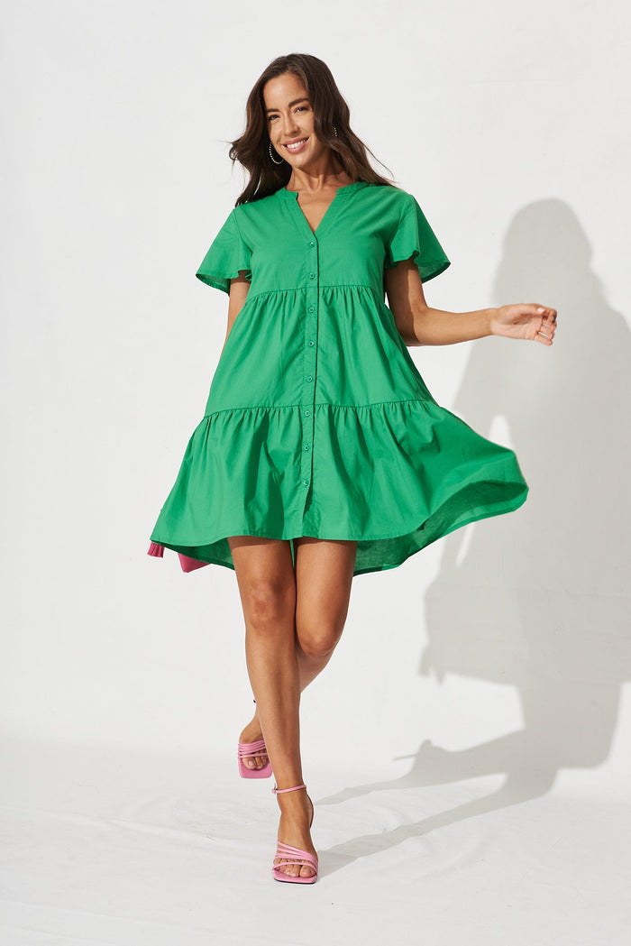 Shazza Shirt Dress in Green - front
