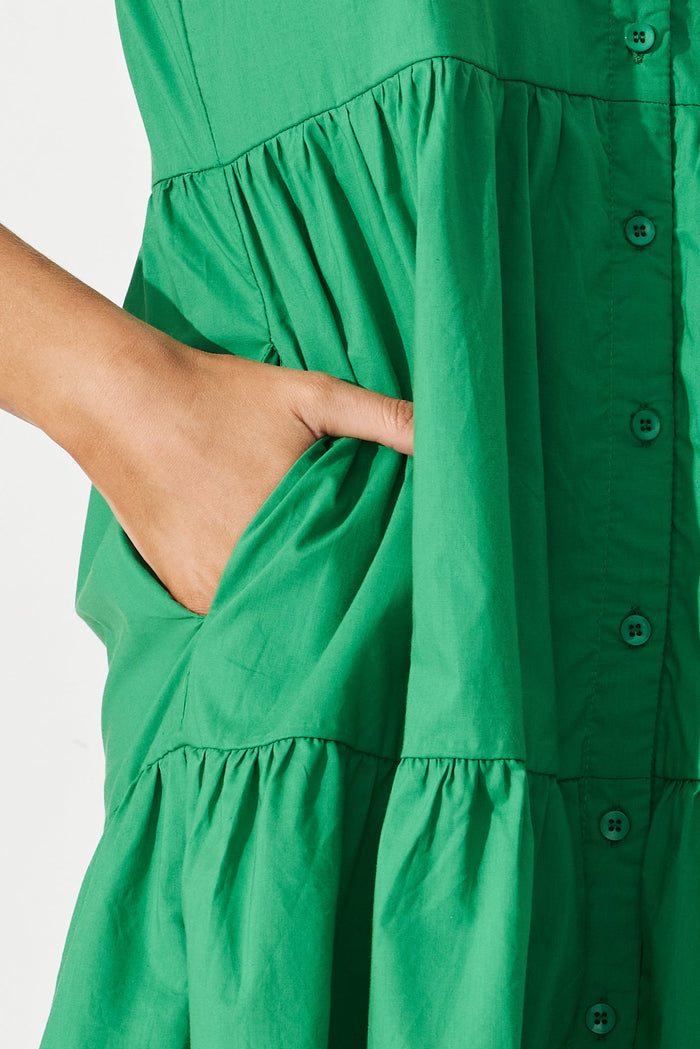 Shazza Shirt Dress in Green - detail