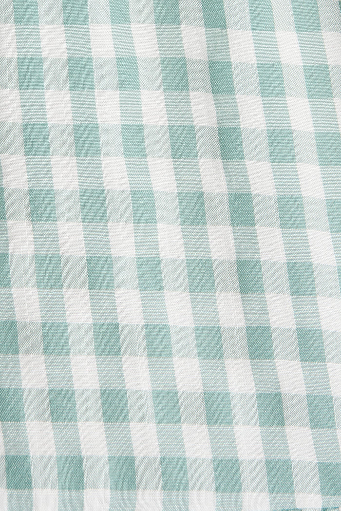 Shelta Shirt Dress in White and Green Gingham - fabric