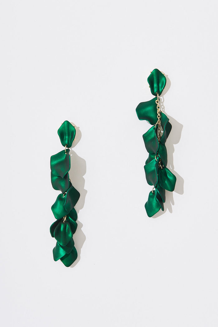 August + Delilah Ante Drop Earrings In Emerald - front