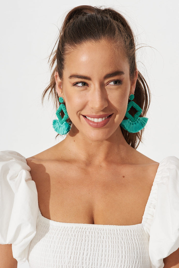 August + Delilah Villa Tassel Earrings In Blue - St Frock (Dev)