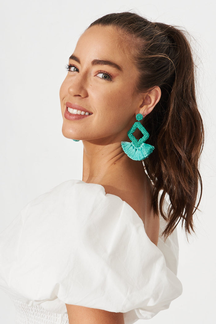 August + Delilah Villa Tassel Earrings In Blue - St Frock (Dev)