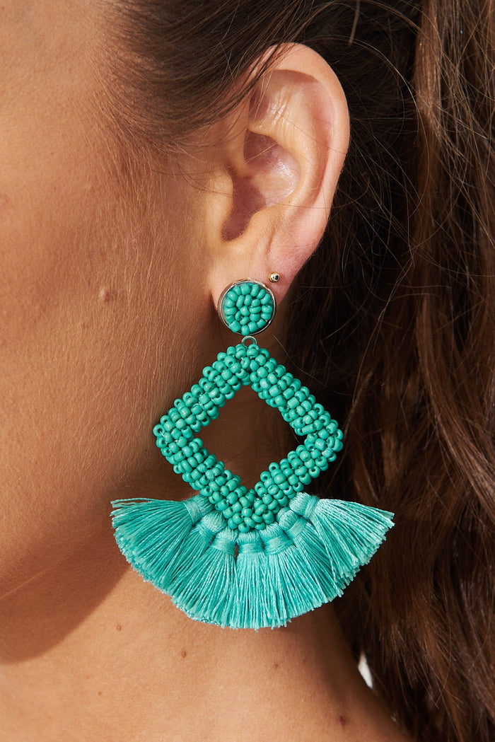 August + Delilah Villa Tassel Earrings In Blue - St Frock (Dev)