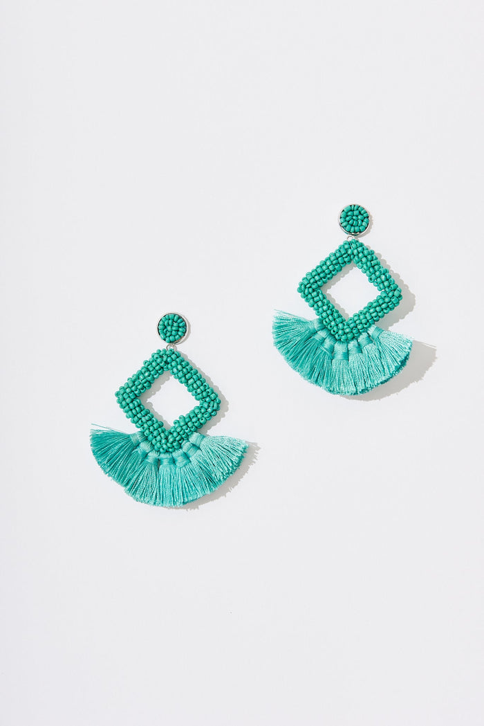 August + Delilah Villa Tassel Earrings In Blue - St Frock (Dev)