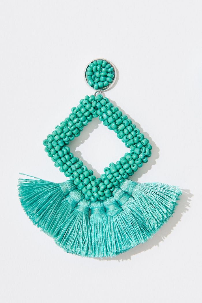 August + Delilah Villa Tassel Earrings In Blue - St Frock (Dev)