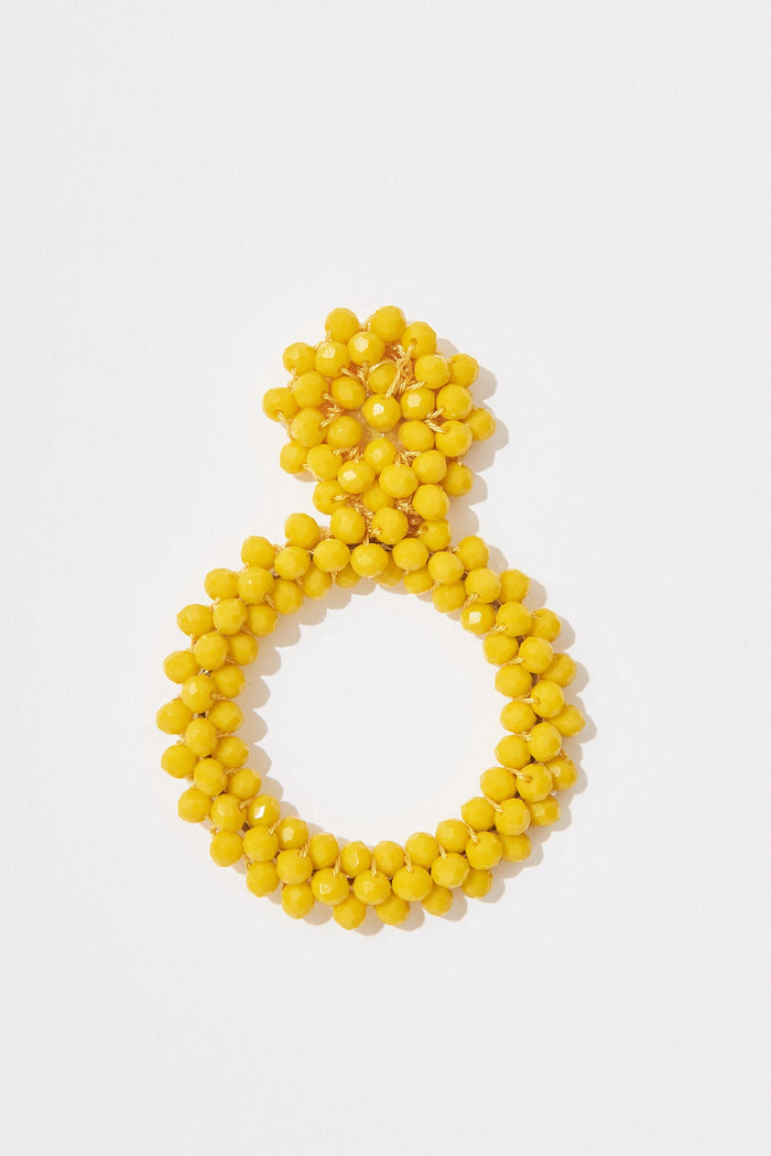 August + Delilah Poarch Bead Earrings In Mustard - front single