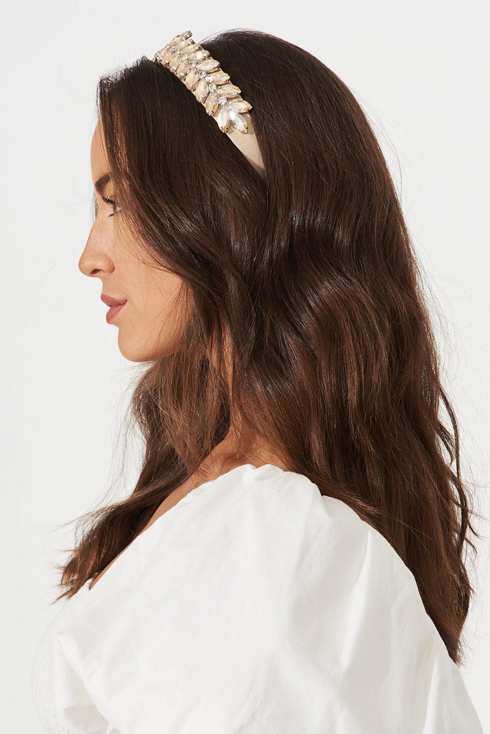 August + Delilah Shanty Headband In Gold Diamante - side