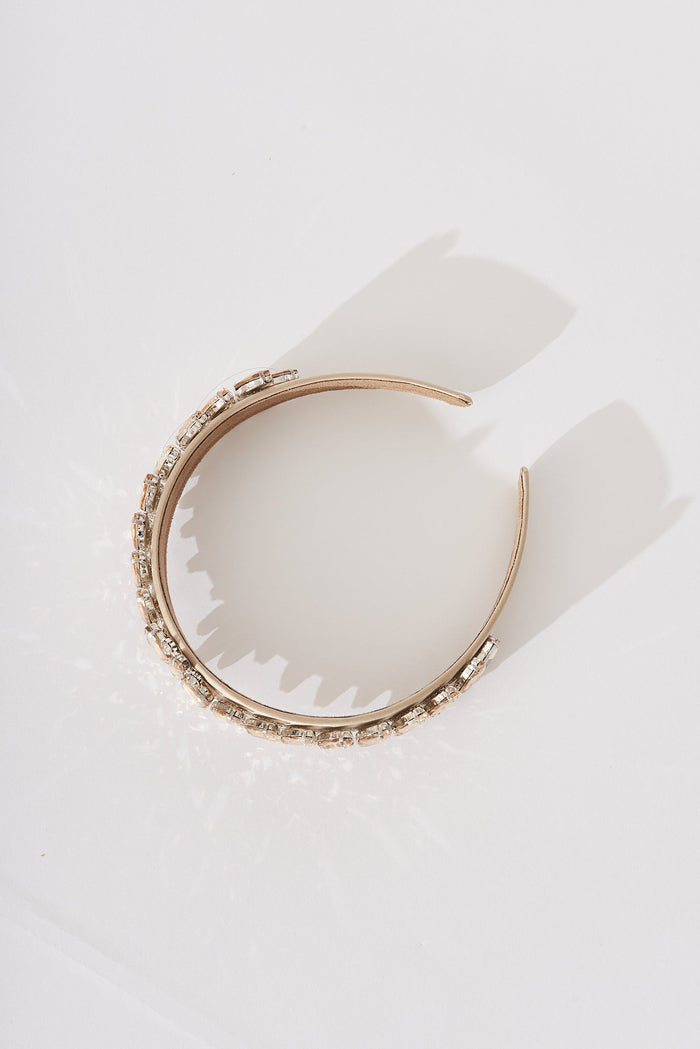 August + Delilah Shanty Headband In Gold Diamante - top