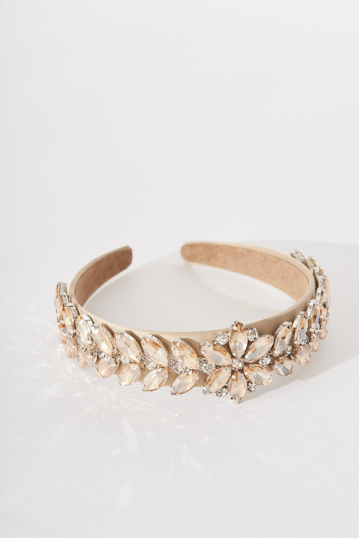 August + Delilah Shanty Headband In Gold Diamante - detail