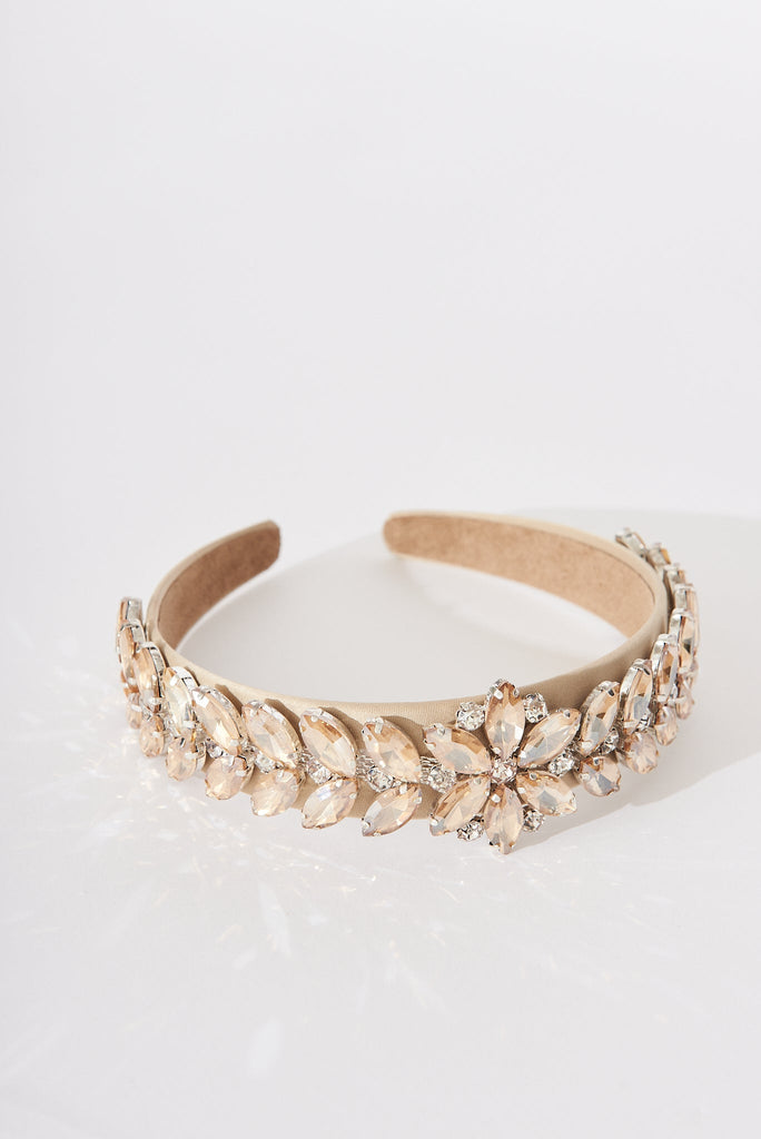 August + Delilah Shanty Headband In Gold Diamante - detail