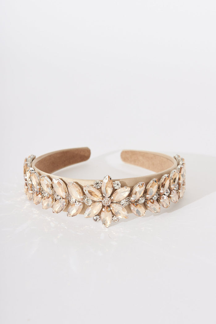August + Delilah Shanty Headband In Gold Diamante - top