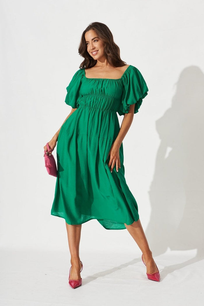 Charlotta Midi Dress In Green - St Frock (Dev)