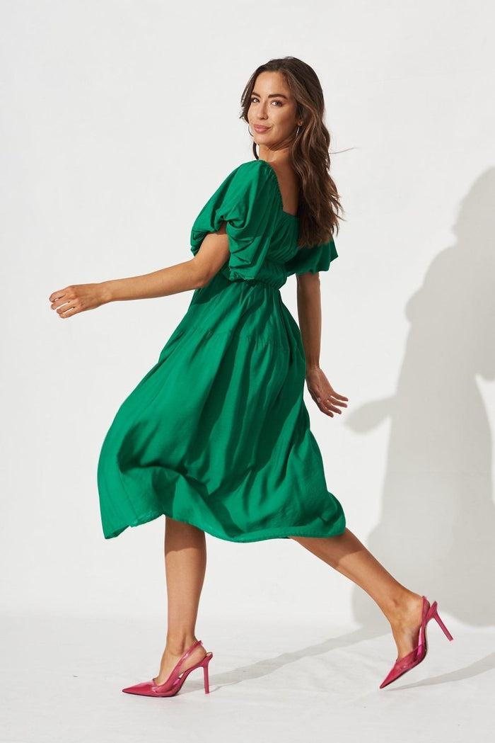 Charlotta Midi Dress In Green - St Frock (Dev)