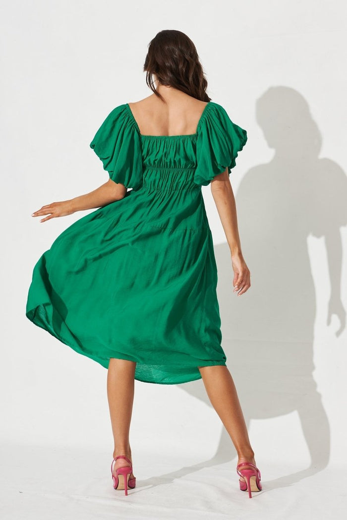 Charlotta Midi Dress In Green - St Frock (Dev)