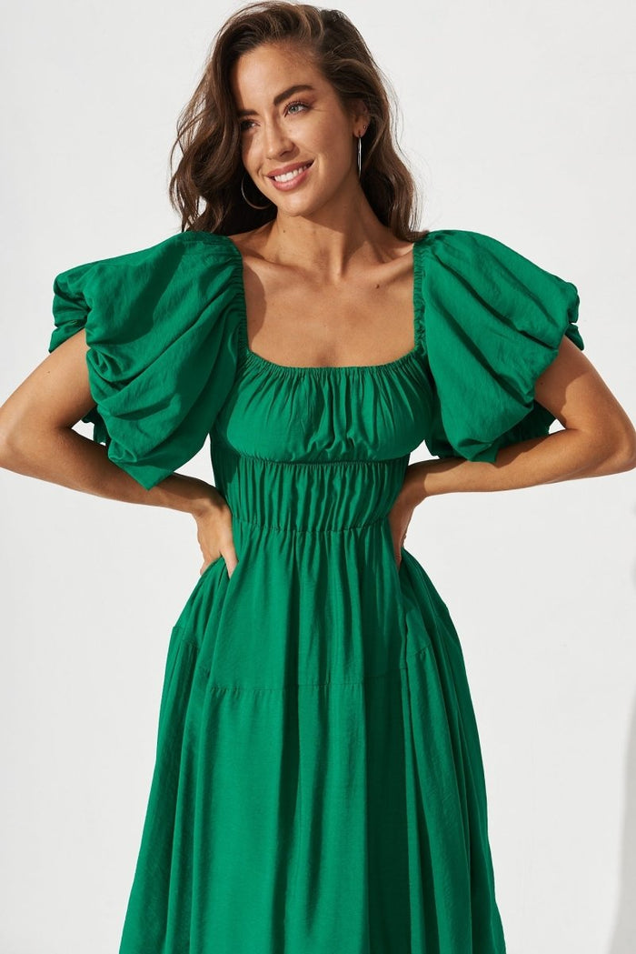 Charlotta Midi Dress In Green - St Frock (Dev)