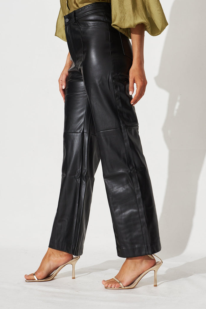 Annalise Leatherette Wide Leg Pants - side