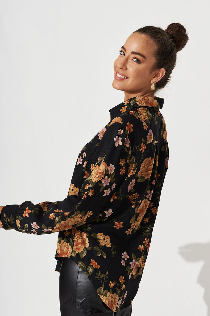 Norene Shirt In Black Floral - side