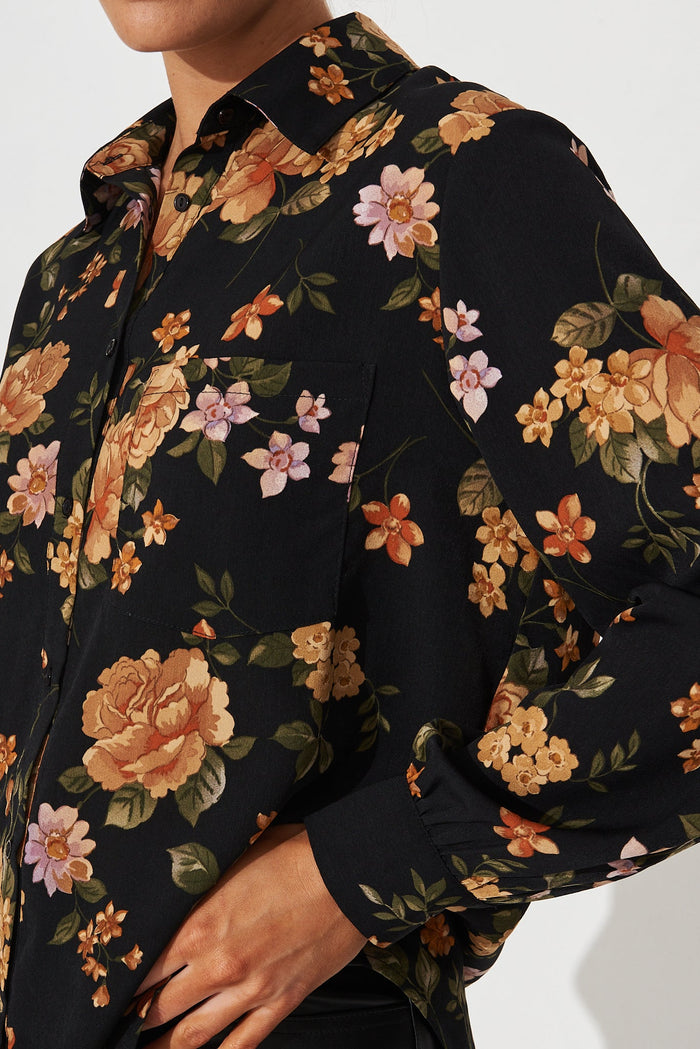 Norene Shirt In Black Floral - detail