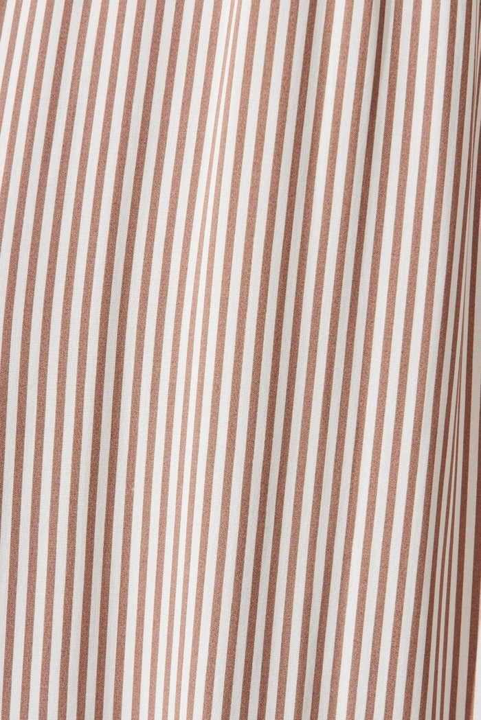 Candie Midi Dress In White With Brown Stripe - St Frock (Dev)