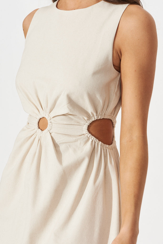 Kimie Mid Dress In Beige Linen Blend - detail