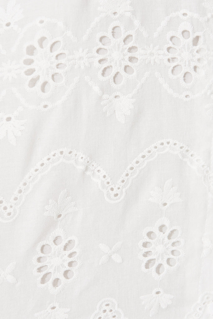 Mariachi Dress in White Broderie - fabric