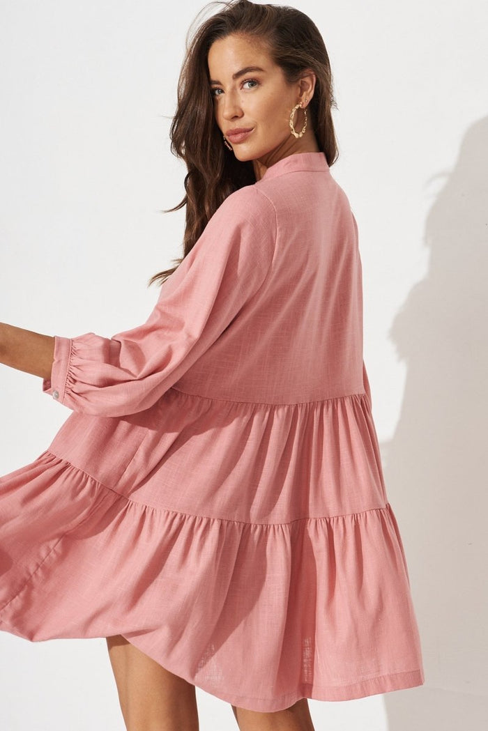 Caracelle Smock Dress In Blush Linen Blend - St Frock (Dev)