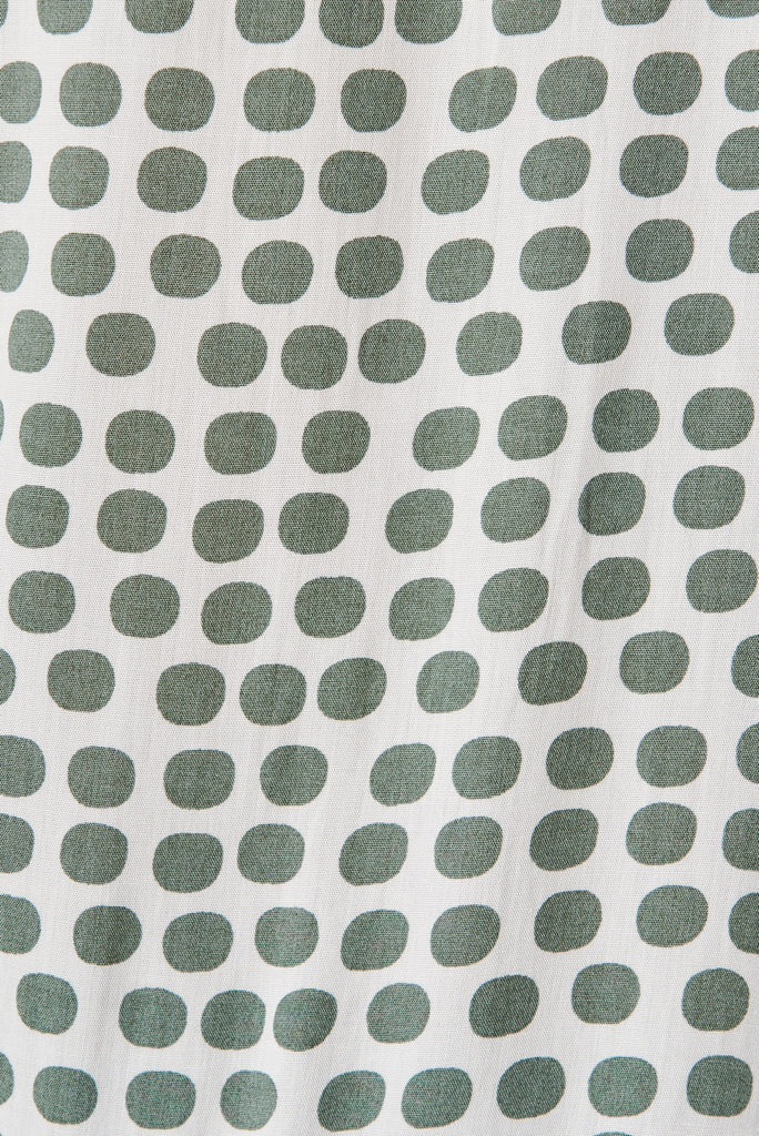 Relia Top In White With Green Polka Dot - fabric