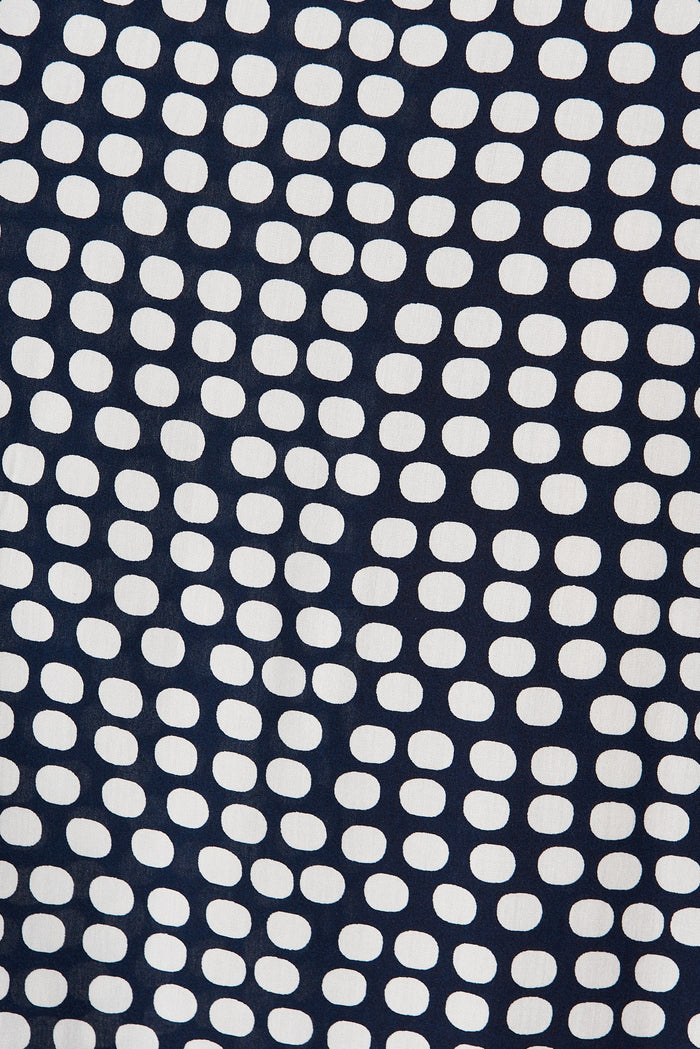 Kylian Midi Dress In Navy With White Polka Dot - fabric