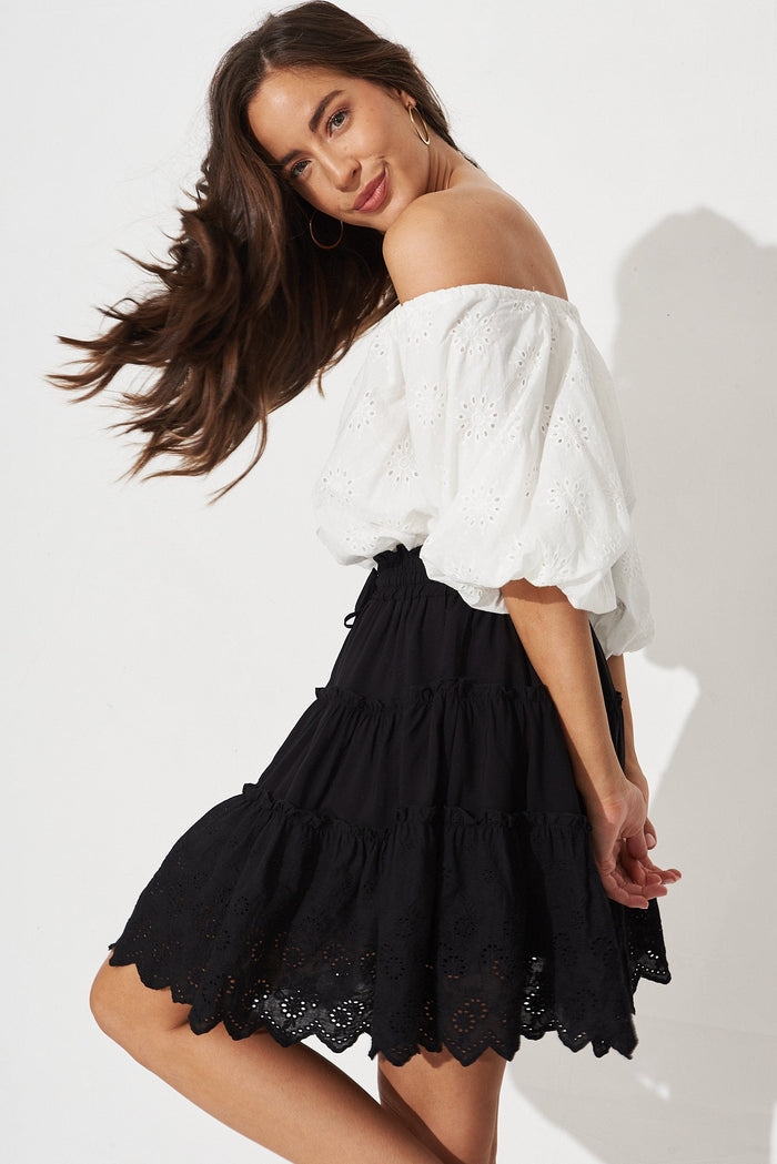 Hillie Skirt In Black Broderie - side