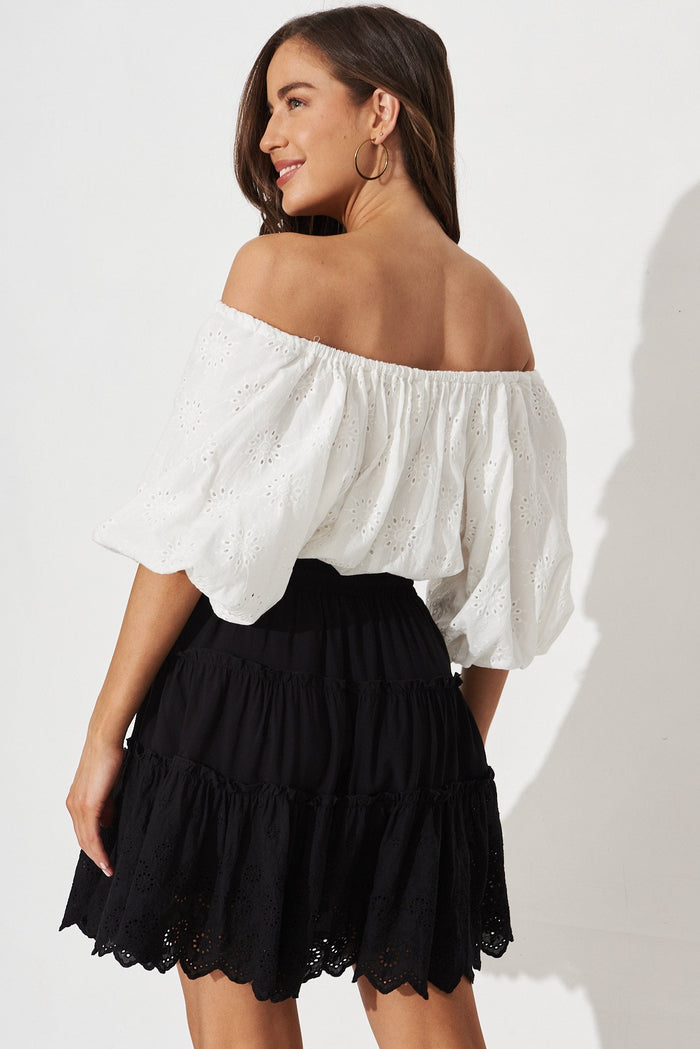 Hillie Skirt In Black Broderie - back