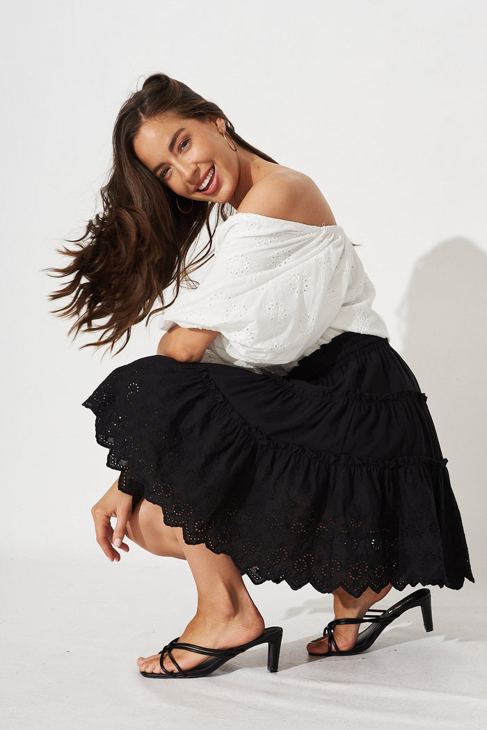 Hillie Skirt In Black Broderie - side