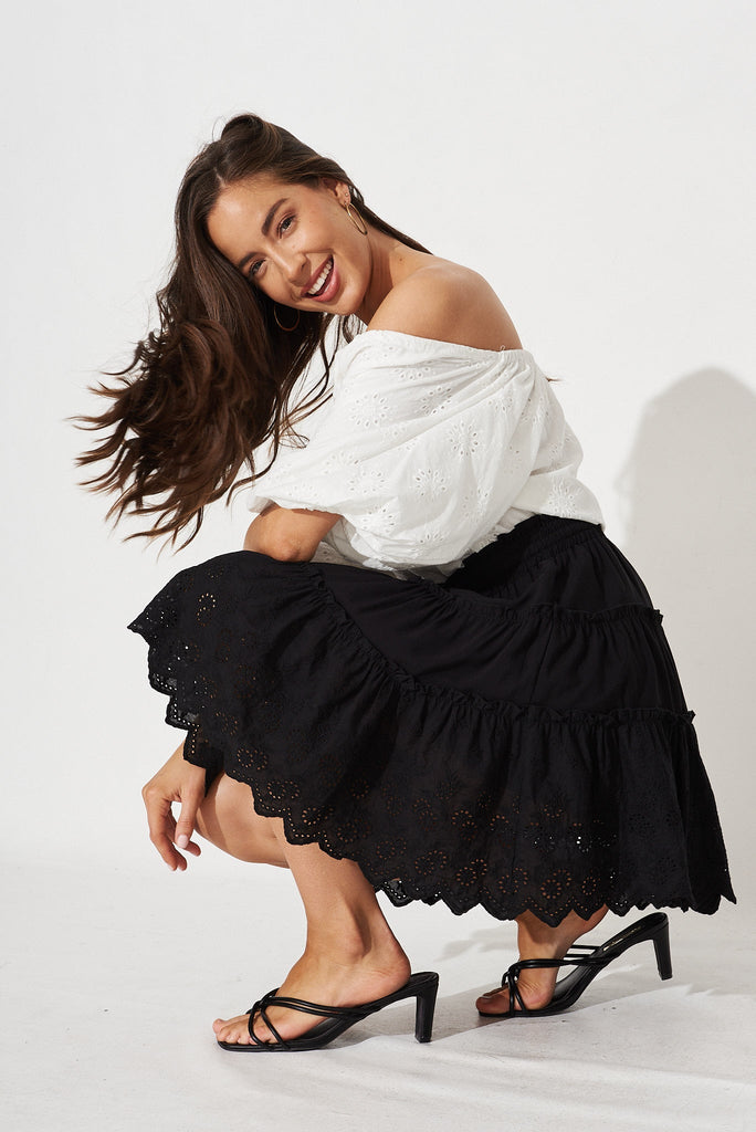 Hillie Skirt In Black Broderie - side