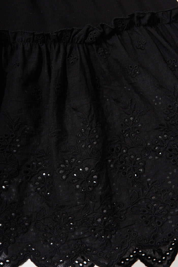 Hillie Skirt In Black Broderie - fabric