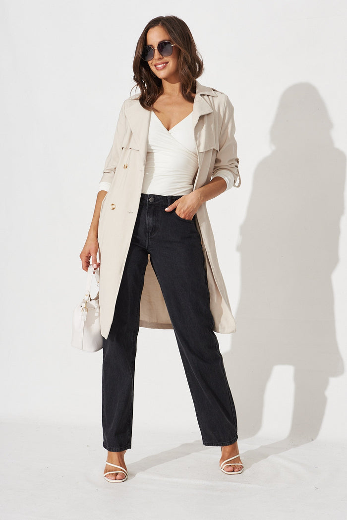 Sandie Mum Jeans in Dark Grey - full length