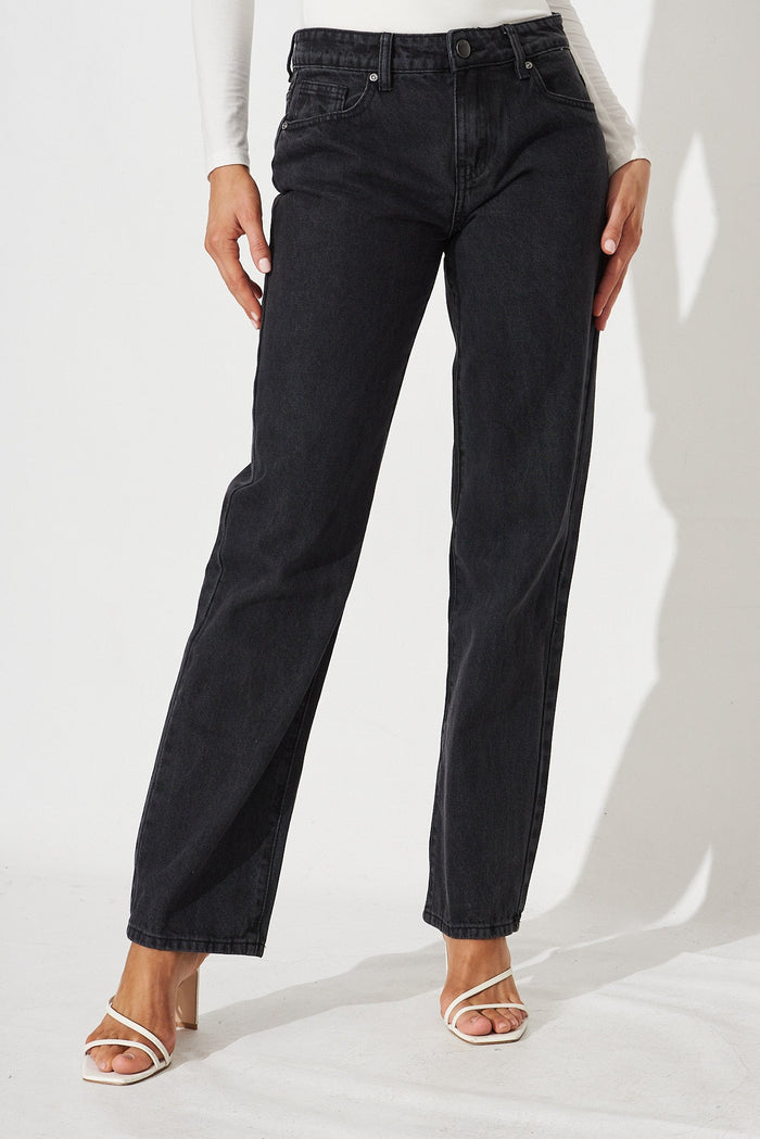 Sandie Mum Jeans in Dark Grey - front