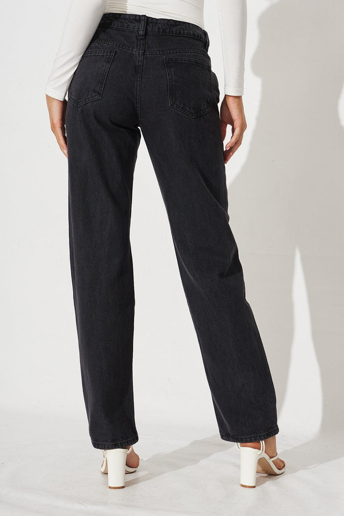 Sandie Mum Jeans in Dark Grey - back