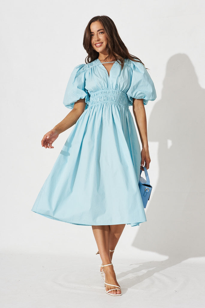 Ilina Midi Dress in Duckegg Blue - full length