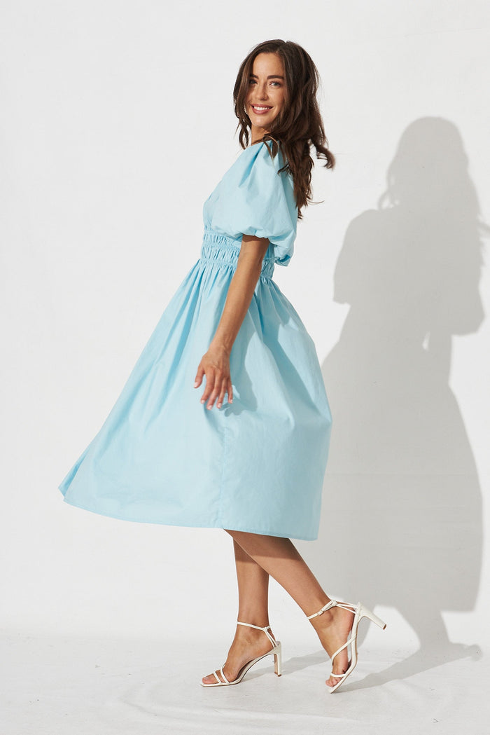 Ilina Midi Dress in Duckegg Blue - side