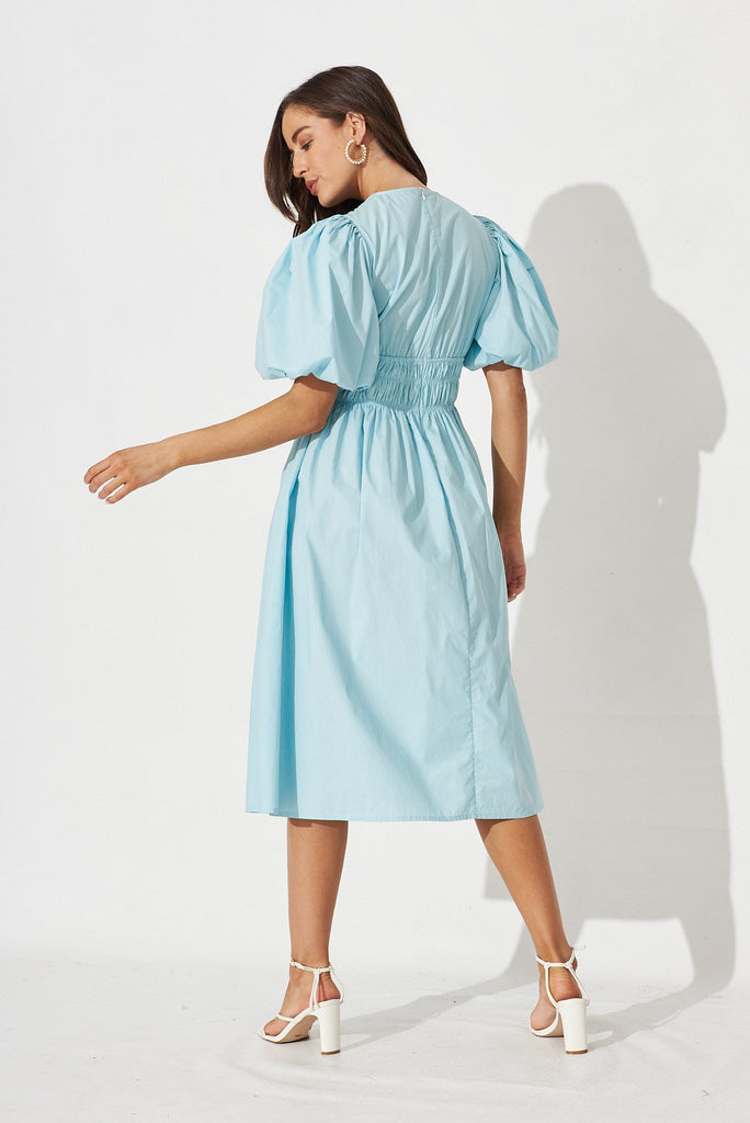 Ilina Midi Dress in Duckegg Blue - back