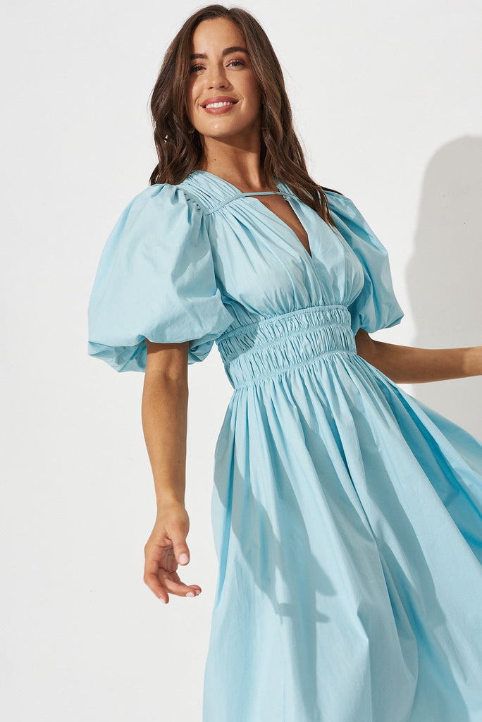 Ilina Midi Dress in Duckegg Blue - front