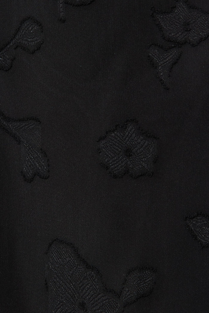 Felicidad Midi Wrap Dress In Black Chiffon - fabric