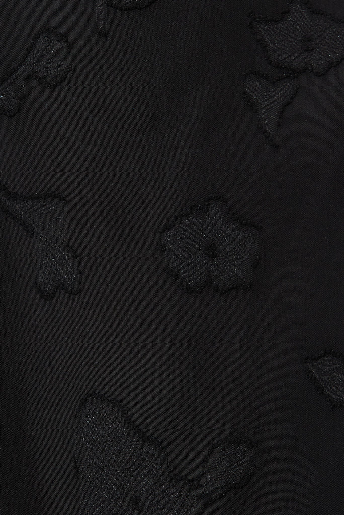 Felicidad Midi Wrap Dress In Black Chiffon - fabric