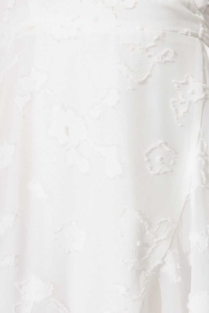 Felicidad Midi Wrap Dress In White Chiffon - fabric